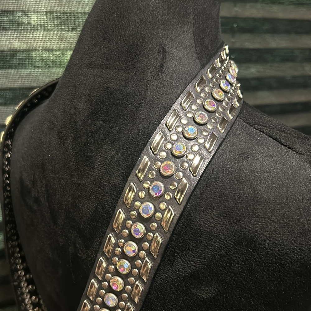 Nocona Women’s‎ Black Leather Rhinestone Floral Design Buckle N3432301 Size XL - Picture 3 of 8